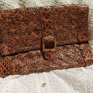 Not for Sale/ Jessica Simpson Brown Crocodile Pattern Clutch
